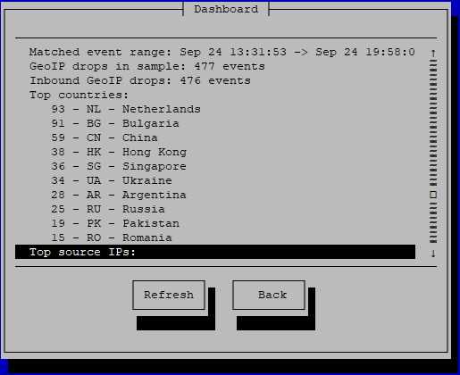 Dashboard GeoIP real do EvoOS mostrando eventos e origem geográfica